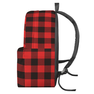 Hot Red Buffalo Plaid Print Backpack