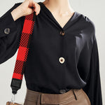 Hot Red Buffalo Plaid Print Bag Strap