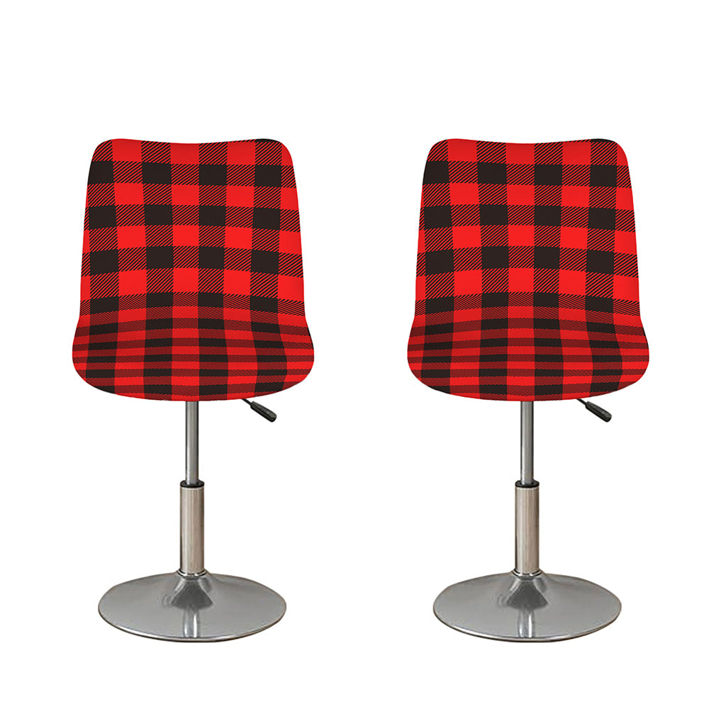 Hot Red Buffalo Plaid Print Bar Stool Covers