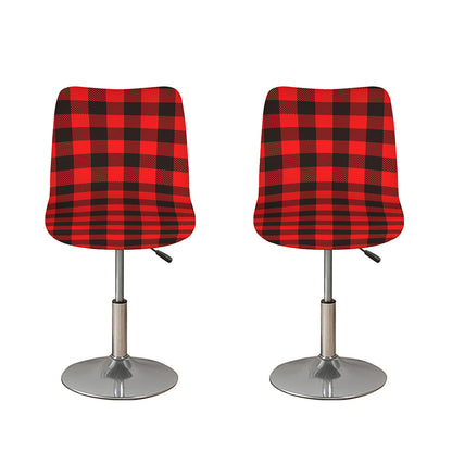 Hot Red Buffalo Plaid Print Bar Stool Covers