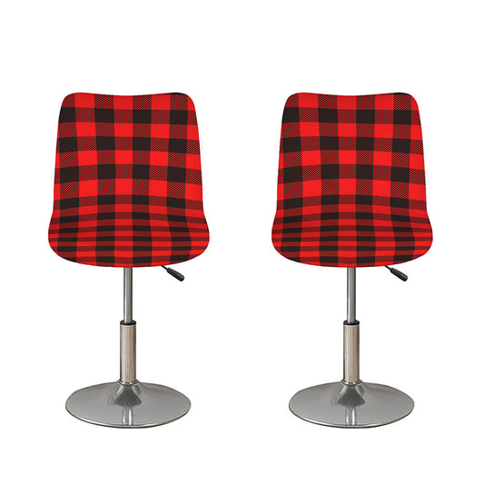 Hot Red Buffalo Plaid Print Bar Stool Covers