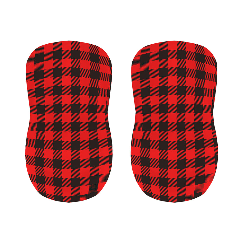 Hot Red Buffalo Plaid Print Bar Stool Covers