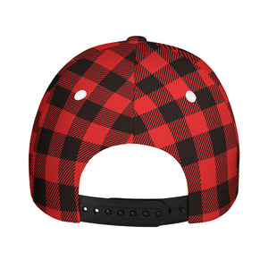 Hot Red Buffalo Plaid Print Baseball Cap