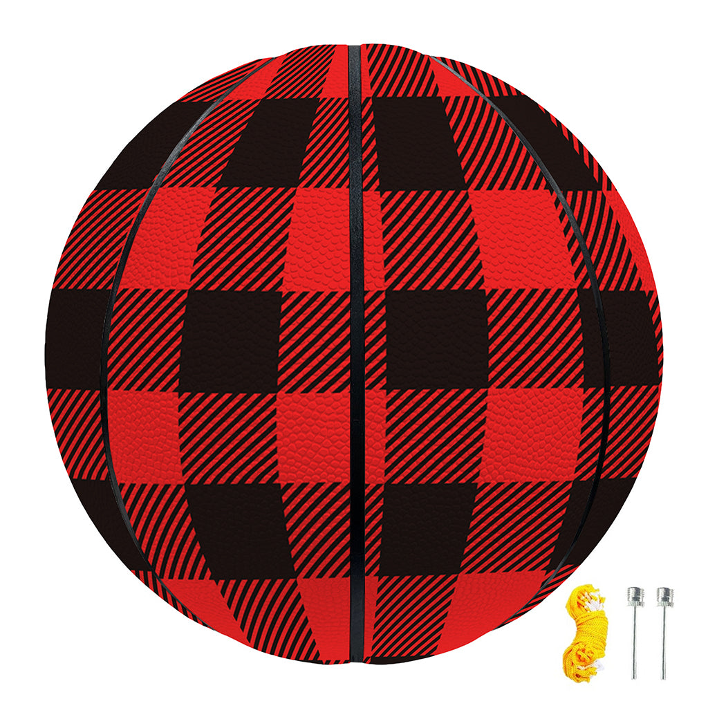 Hot Red Buffalo Plaid Print Basketball
