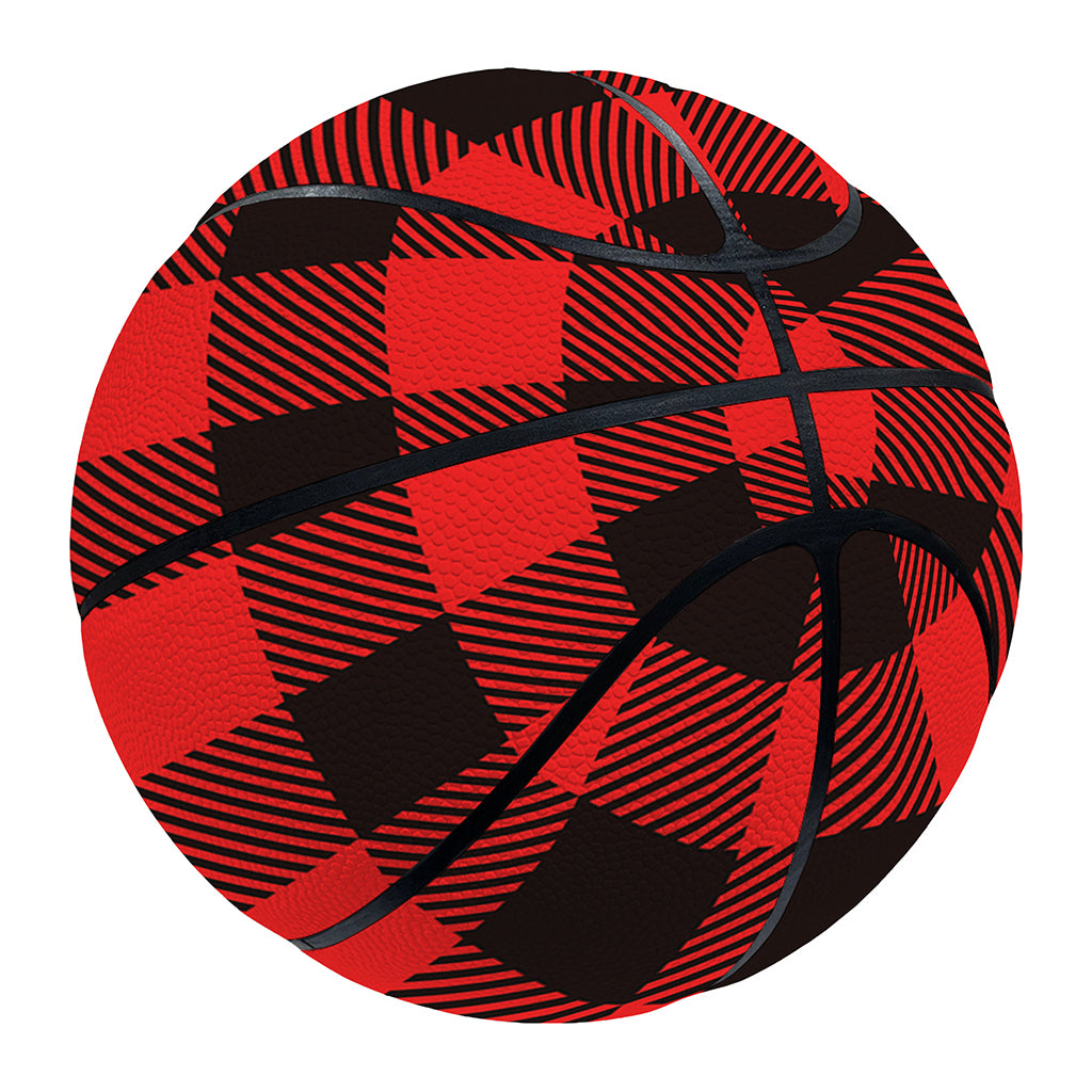 Hot Red Buffalo Plaid Print Basketball