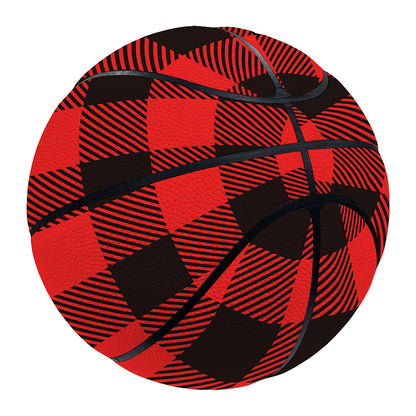 Hot Red Buffalo Plaid Print Basketball