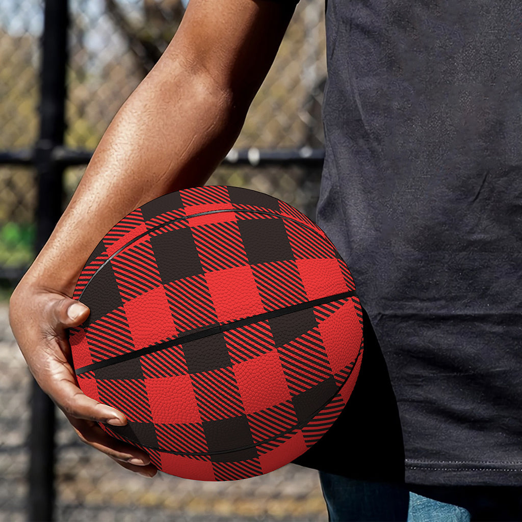 Hot Red Buffalo Plaid Print Basketball