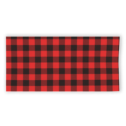 Hot Red Buffalo Plaid Print Beach Towel