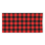Hot Red Buffalo Plaid Print Beach Towel