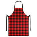 Hot Red Buffalo Plaid Print Bib Apron With Pocket