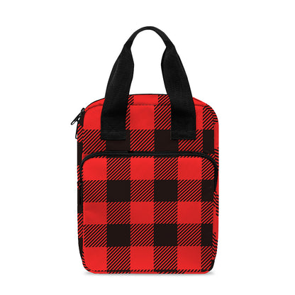 Hot Red Buffalo Plaid Print Bible Tote Bag