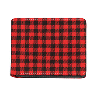 Hot Red Buffalo Plaid Print Bifold Wallet