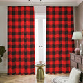 Hot Red Buffalo Plaid Print Dimout Pencil Pleat Curtains