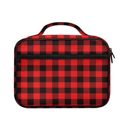 Hot Red Buffalo Plaid Print Briefcase Bible Bag