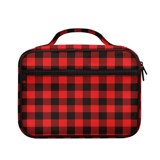 Hot Red Buffalo Plaid Print Briefcase Bible Bag