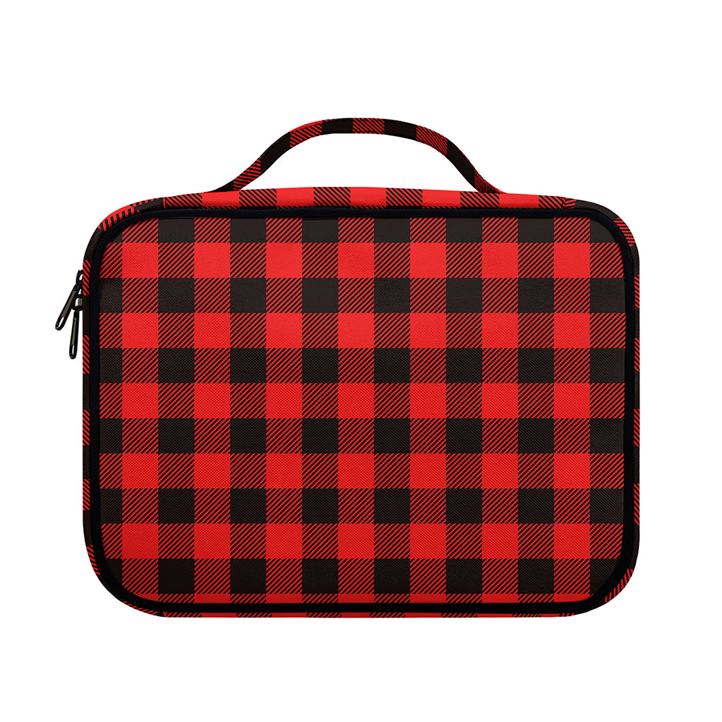 Hot Red Buffalo Plaid Print Briefcase Bible Bag