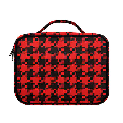 Hot Red Buffalo Plaid Print Briefcase Bible Bag