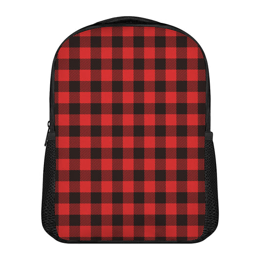 Hot Red Buffalo Plaid Print Casual Backpack