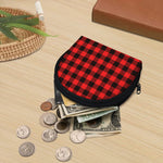 Hot Red Buffalo Plaid Print Coin Purse