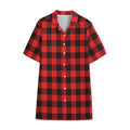 Hot Red Buffalo Plaid Print Cotton Hawaiian Shirt