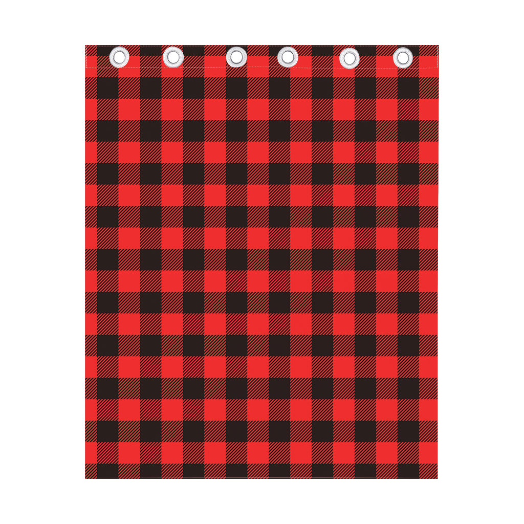 Hot Red Buffalo Plaid Print Curtain