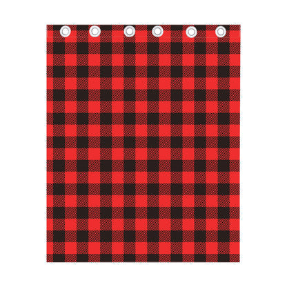 Hot Red Buffalo Plaid Print Curtain