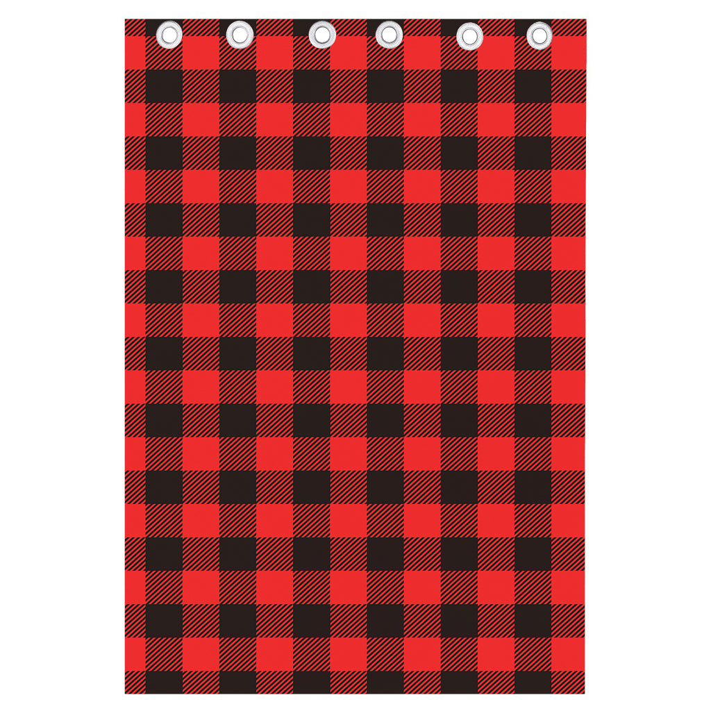 Hot Red Buffalo Plaid Print Curtain