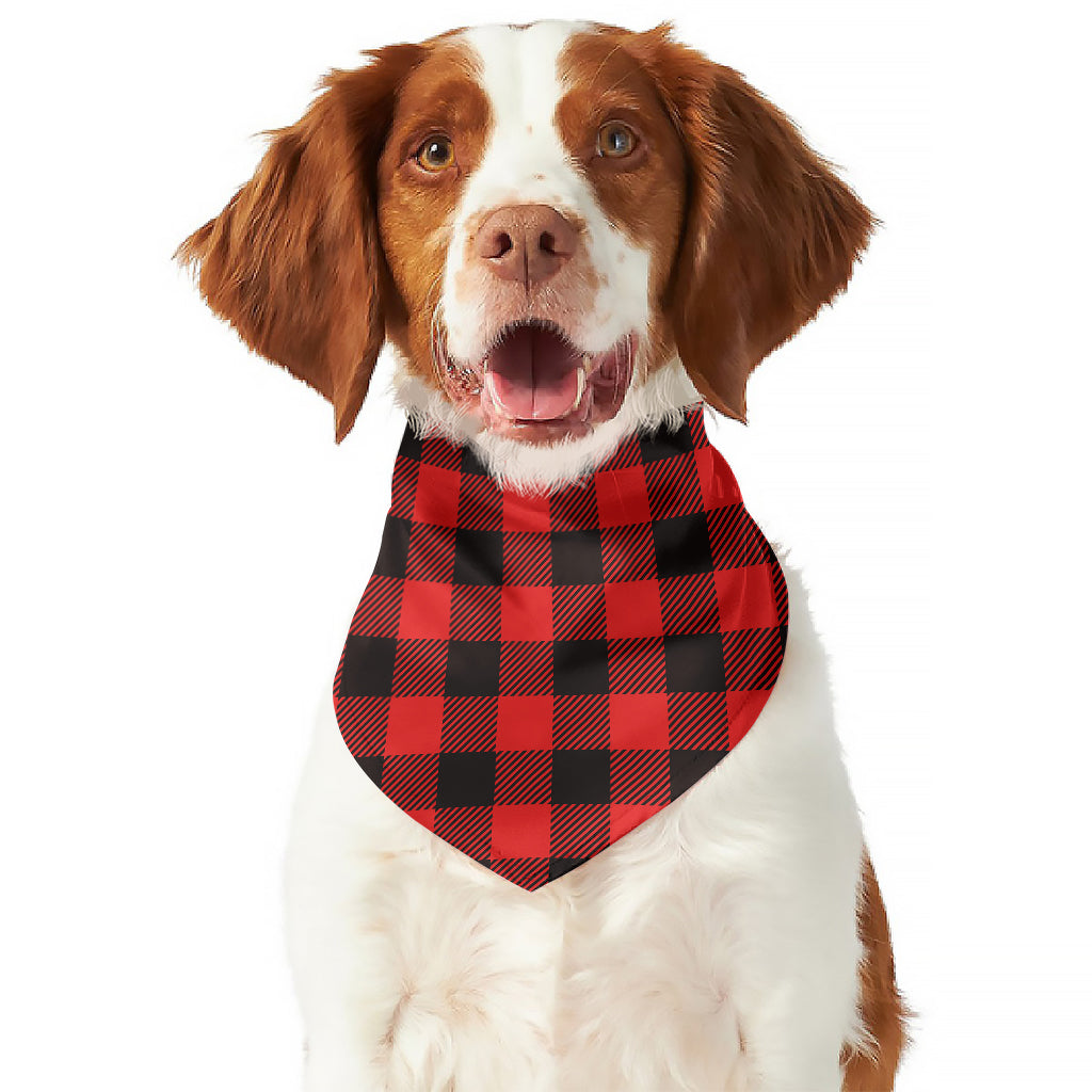 Hot Red Buffalo Plaid Print Dog Bandana