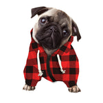 Hot Red Buffalo Plaid Print Dog Zip Up Hoodie