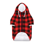 Hot Red Buffalo Plaid Print Dog Zip Up Hoodie