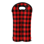 Hot Red Buffalo Plaid Print Double Neoprene Wine Tote