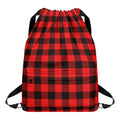 Hot Red Buffalo Plaid Print Drawstring Backpack