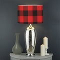 Hot Red Buffalo Plaid Print Drum Lamp Shade