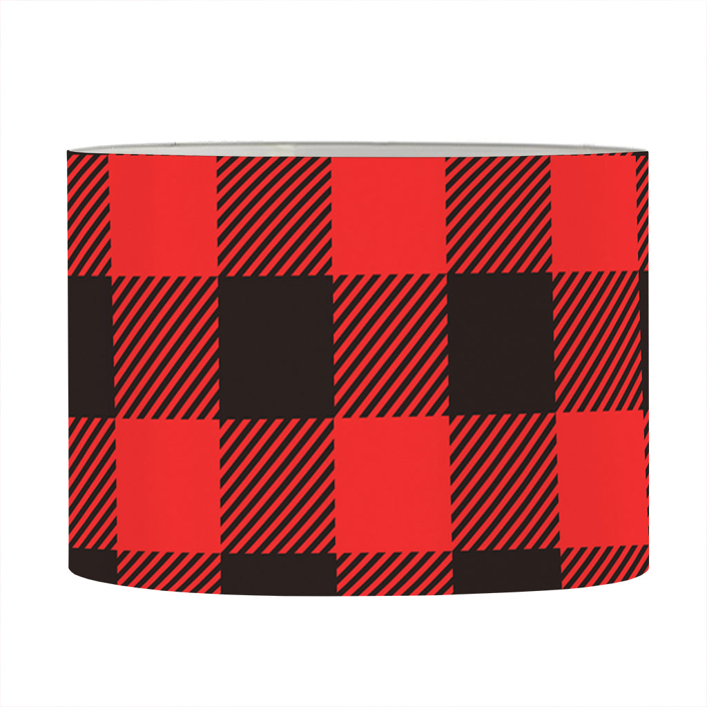 Hot Red Buffalo Plaid Print Drum Lamp Shade
