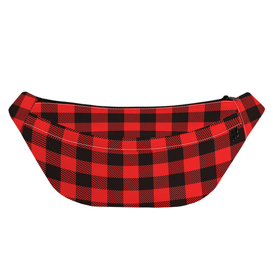 Hot Red Buffalo Plaid Print Fanny Pack