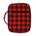 Hot Red Buffalo Plaid Print Front Pocket Bible Bag