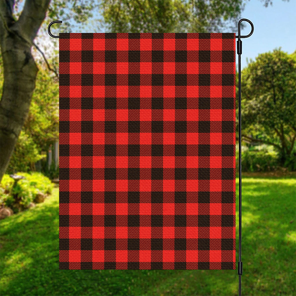 Hot Red Buffalo Plaid Print Garden Flag