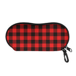 Hot Red Buffalo Plaid Print Glasses Case