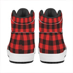 Hot Red Buffalo Plaid Print High Top Leather Sneakers