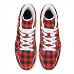 Hot Red Buffalo Plaid Print High Top Leather Sneakers