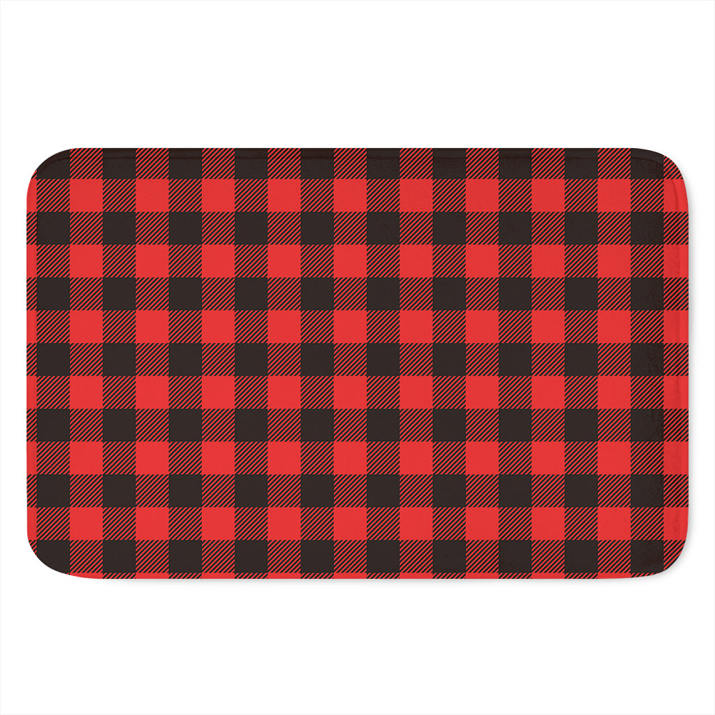 Hot Red Buffalo Plaid Print Indoor Door Mat