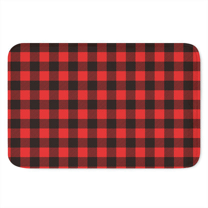 Hot Red Buffalo Plaid Print Indoor Door Mat