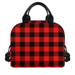 Hot Red Buffalo Plaid Print Insulated Lunch Bag