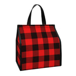 Hot Red Buffalo Plaid Print Insulated Lunch Tote