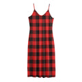 Hot Red Buffalo Plaid Print Jersey Midi Cami Dress