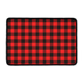 Hot Red Buffalo Plaid Print Kitchen Mat