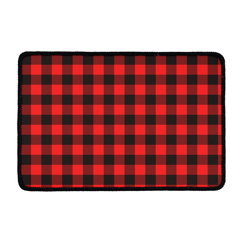 Hot Red Buffalo Plaid Print Kitchen Mat