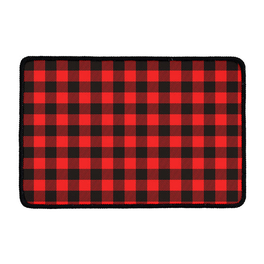Hot Red Buffalo Plaid Print Kitchen Mat