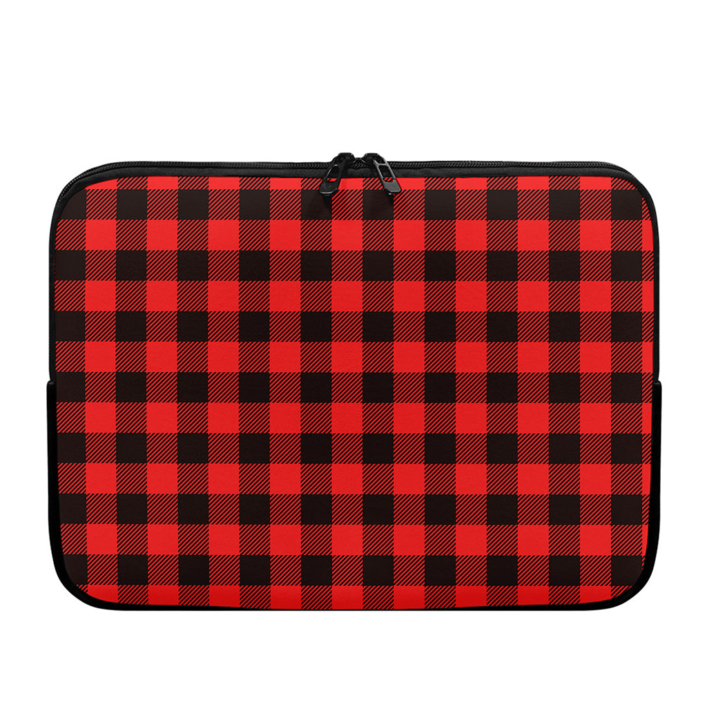 Hot Red Buffalo Plaid Print Laptop Sleeve
