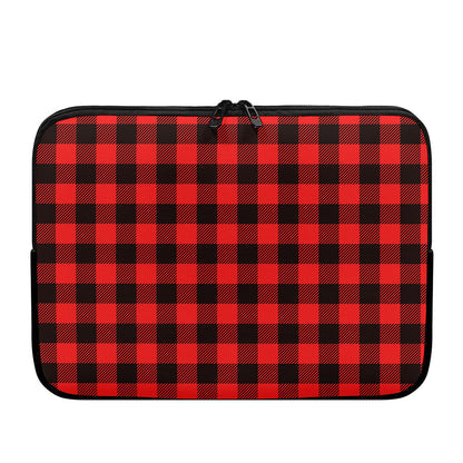 Hot Red Buffalo Plaid Print Laptop Sleeve